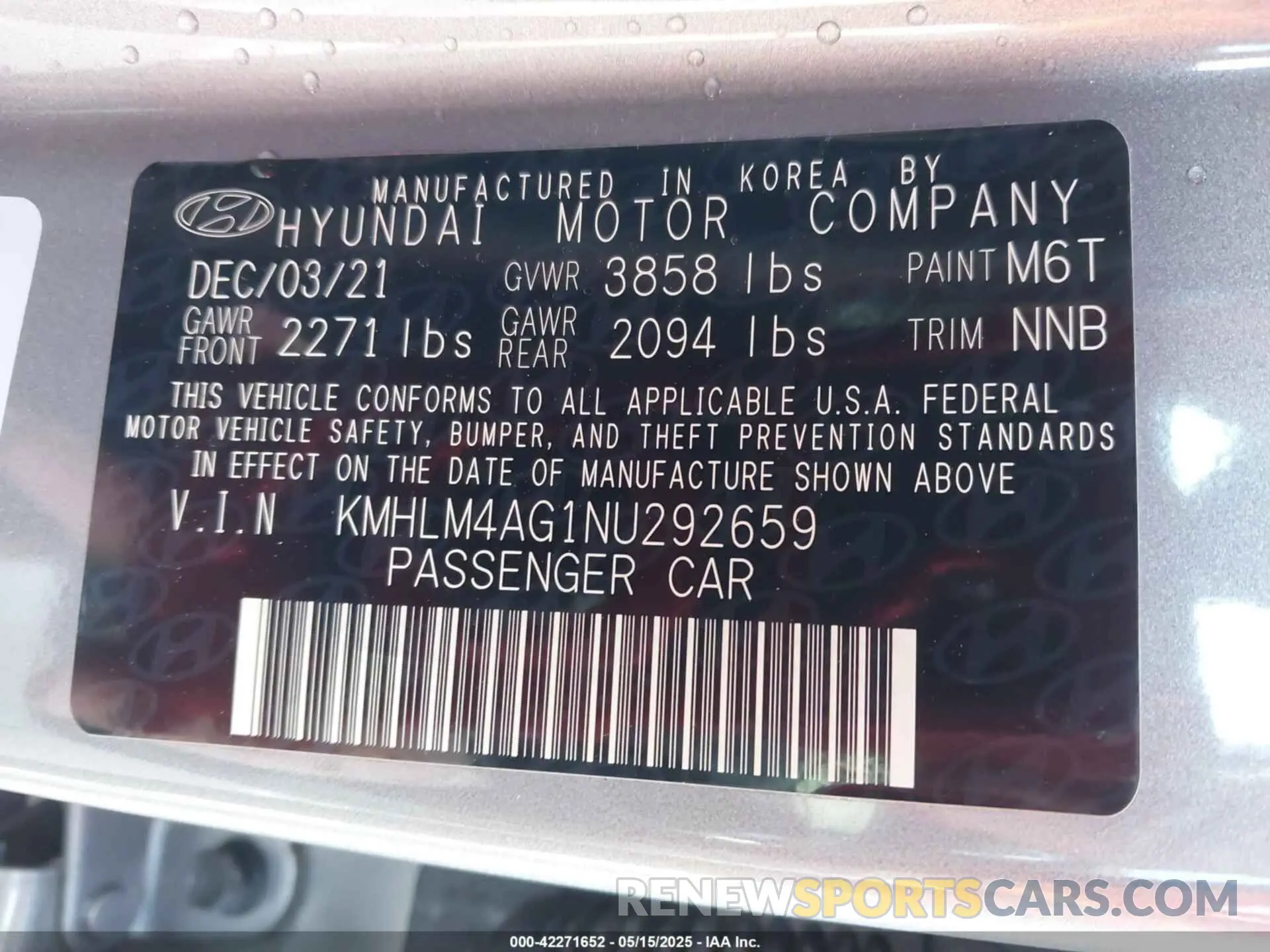 9 Photograph of a damaged car KMHLM4AG1NU292659 HYUNDAI ELANTRA 2022