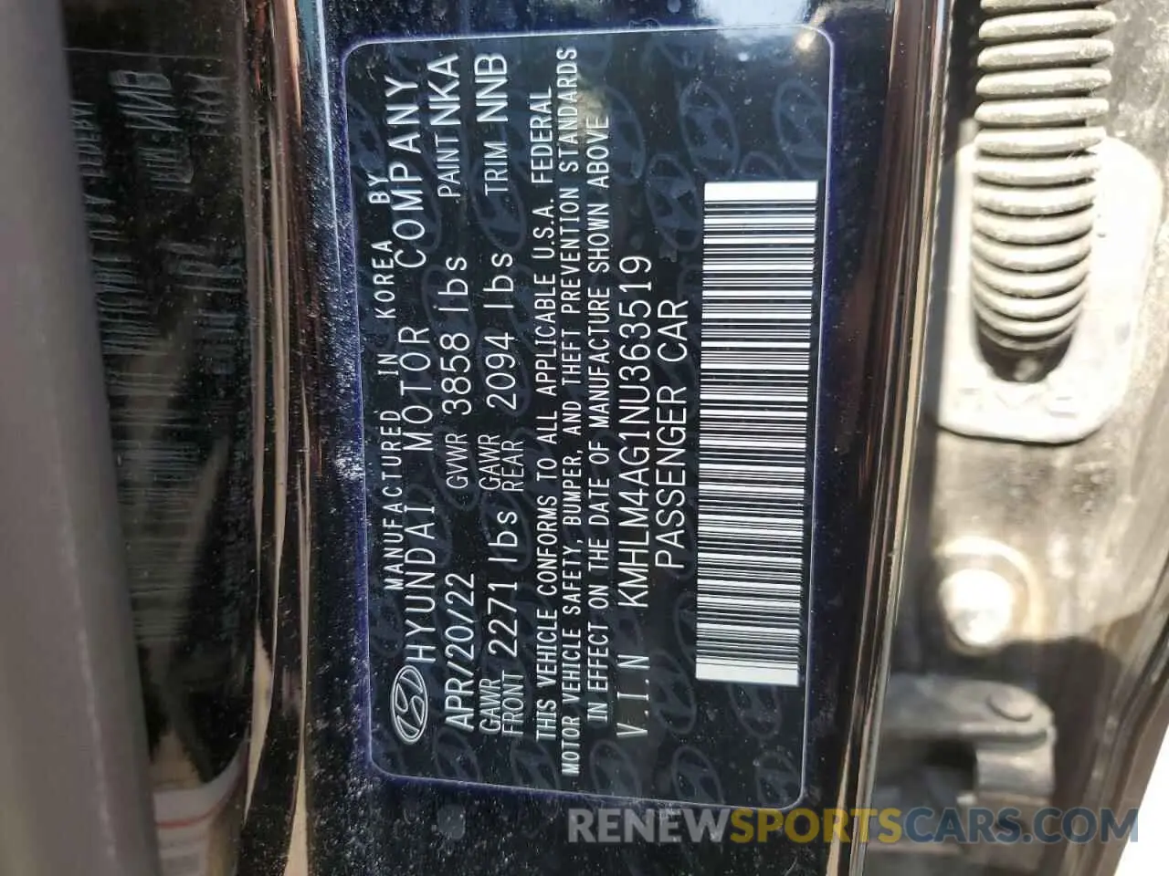 13 Фотография поврежденного автомобиля KMHLM4AG1NU363519 HYUNDAI ELANTRA 2022