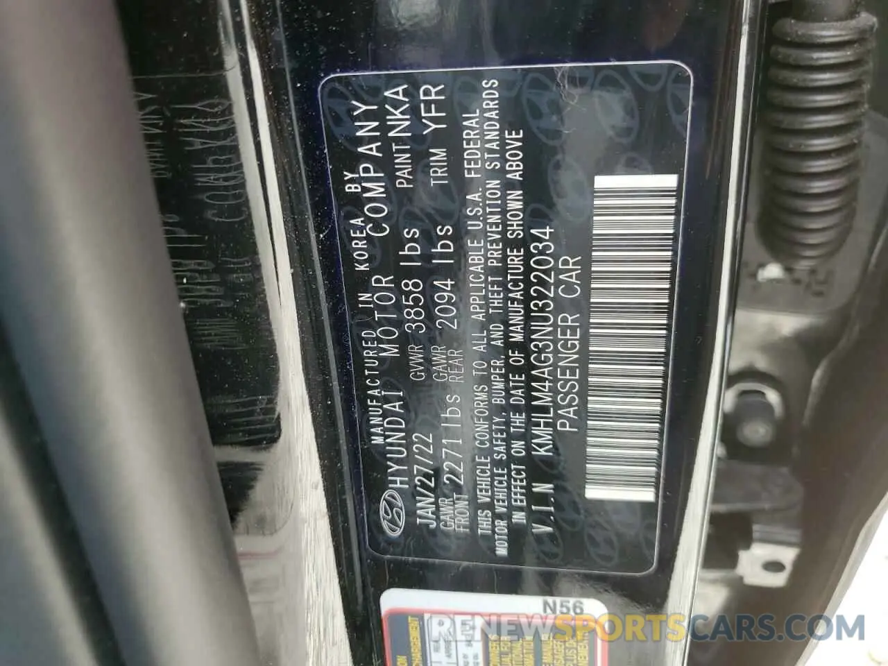 14 Photograph of a damaged car KMHLM4AG3NU322034 HYUNDAI ELANTRA 2022