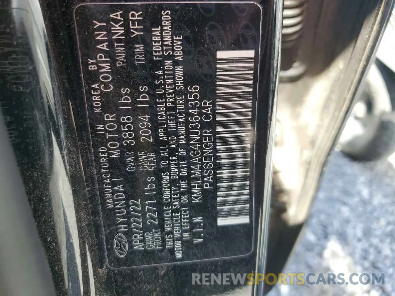 15 Фотография поврежденного автомобиля KMHLM4AG4NU364356 HYUNDAI ELANTRA 2022