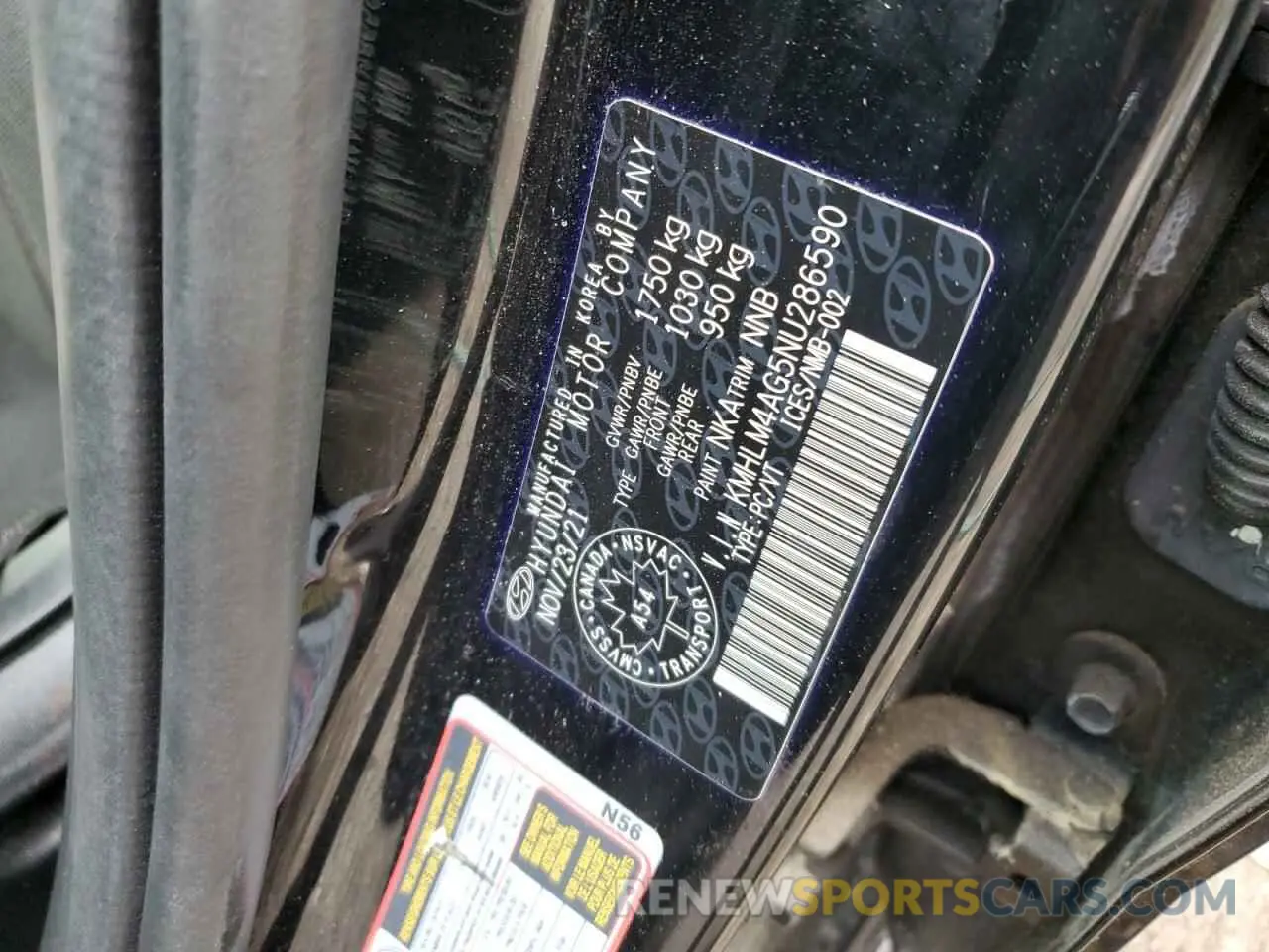13 Фотография поврежденного автомобиля KMHLM4AG5NU286590 HYUNDAI ELANTRA 2022