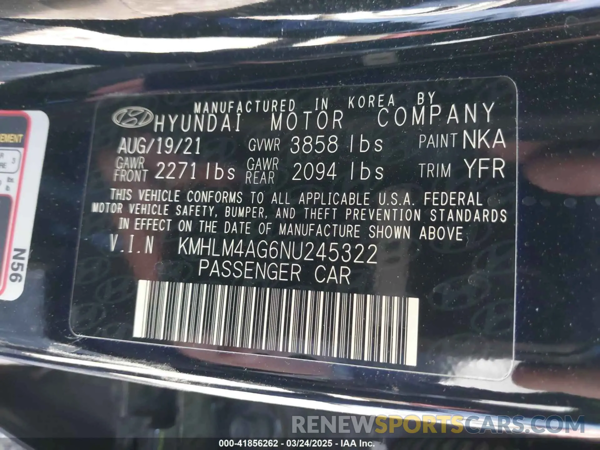 9 Photograph of a damaged car KMHLM4AG6NU245322 HYUNDAI ELANTRA 2022