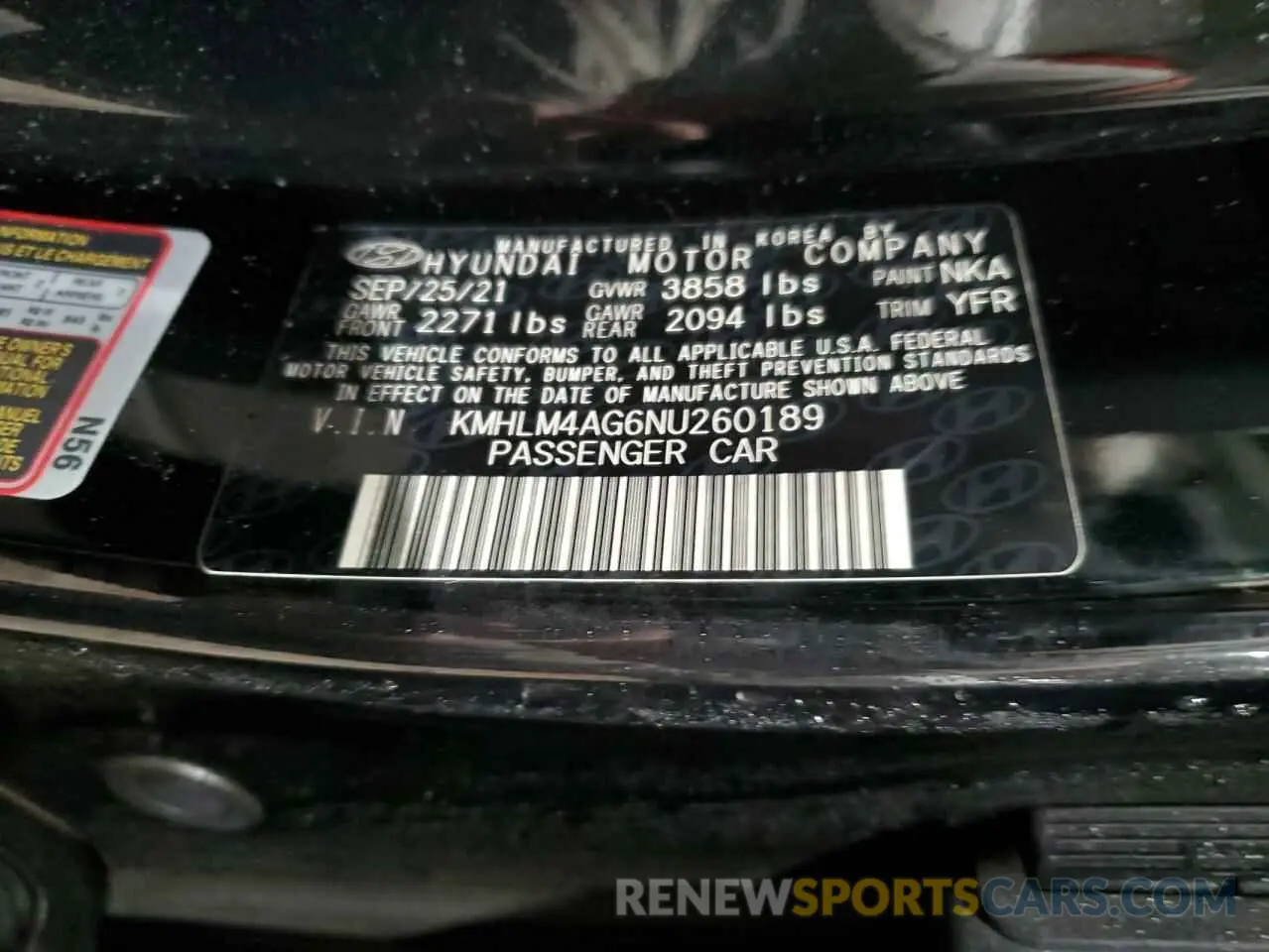 14 Photograph of a damaged car KMHLM4AG6NU260189 HYUNDAI ELANTRA 2022