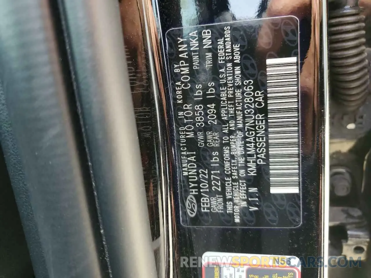 13 Photograph of a damaged car KMHLM4AG7NU328063 HYUNDAI ELANTRA 2022