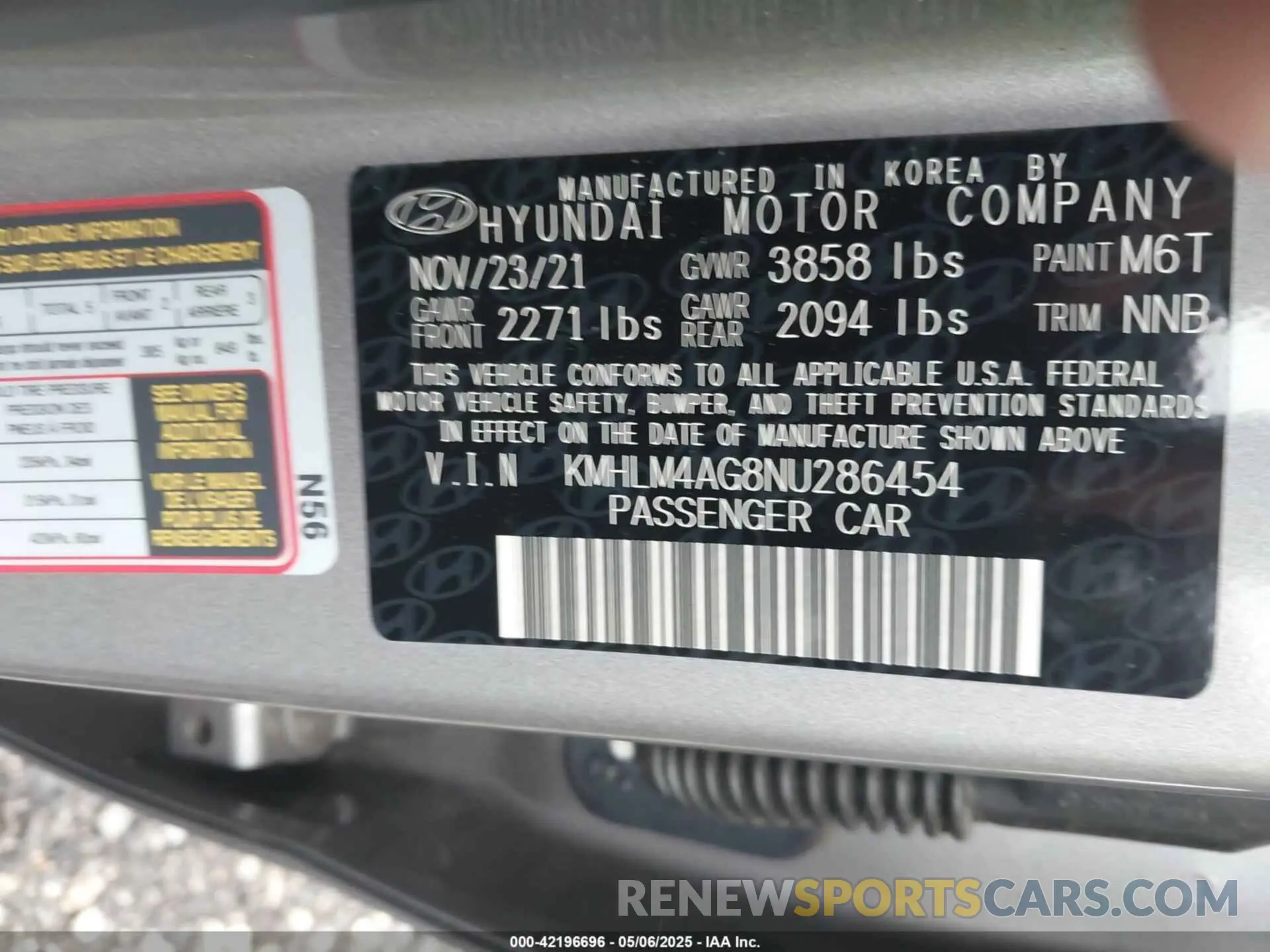 9 Фотография поврежденного автомобиля KMHLM4AG8NU286454 HYUNDAI ELANTRA 2022