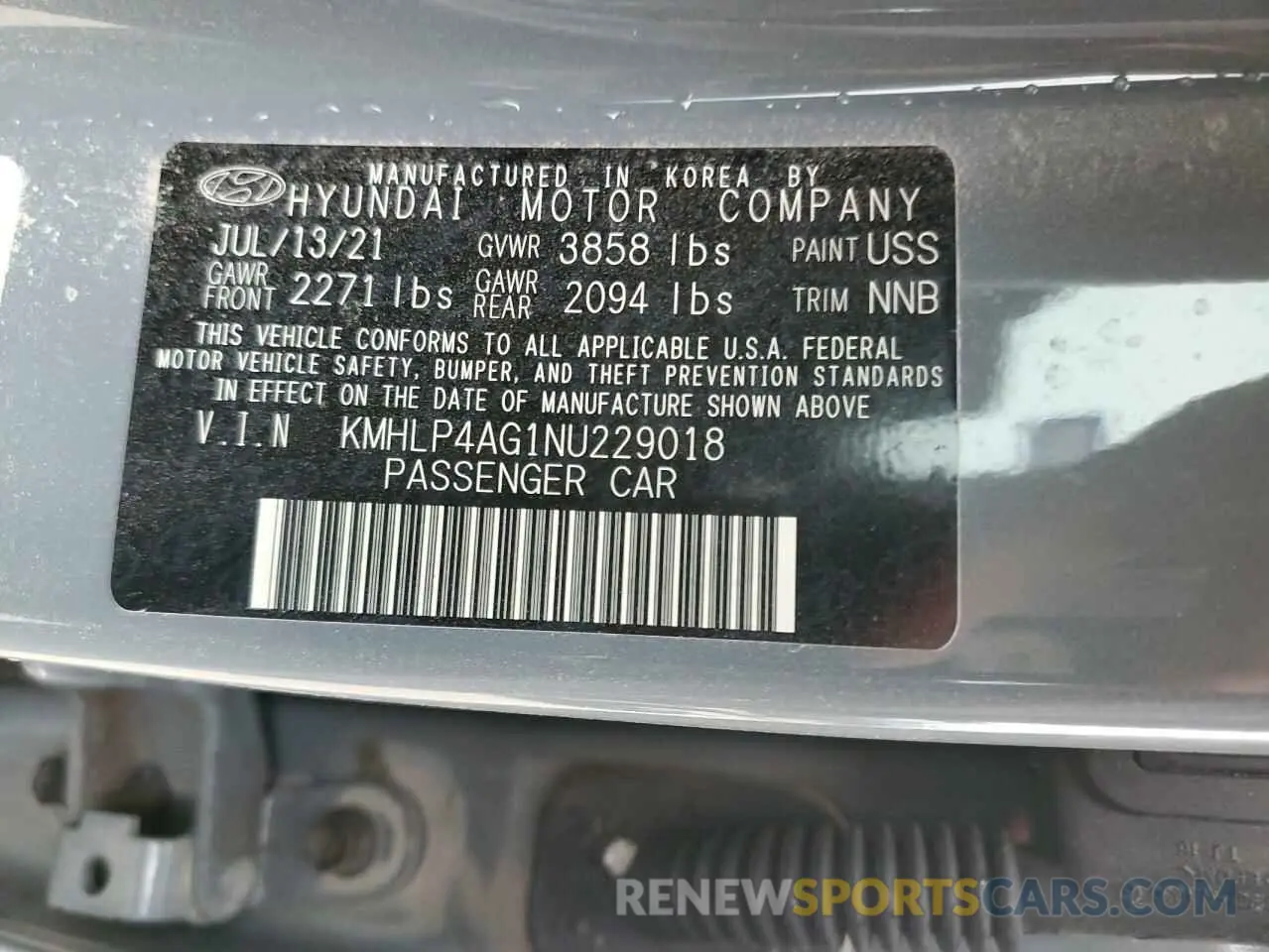 14 Photograph of a damaged car KMHLP4AG1NU229018 HYUNDAI ELANTRA 2022
