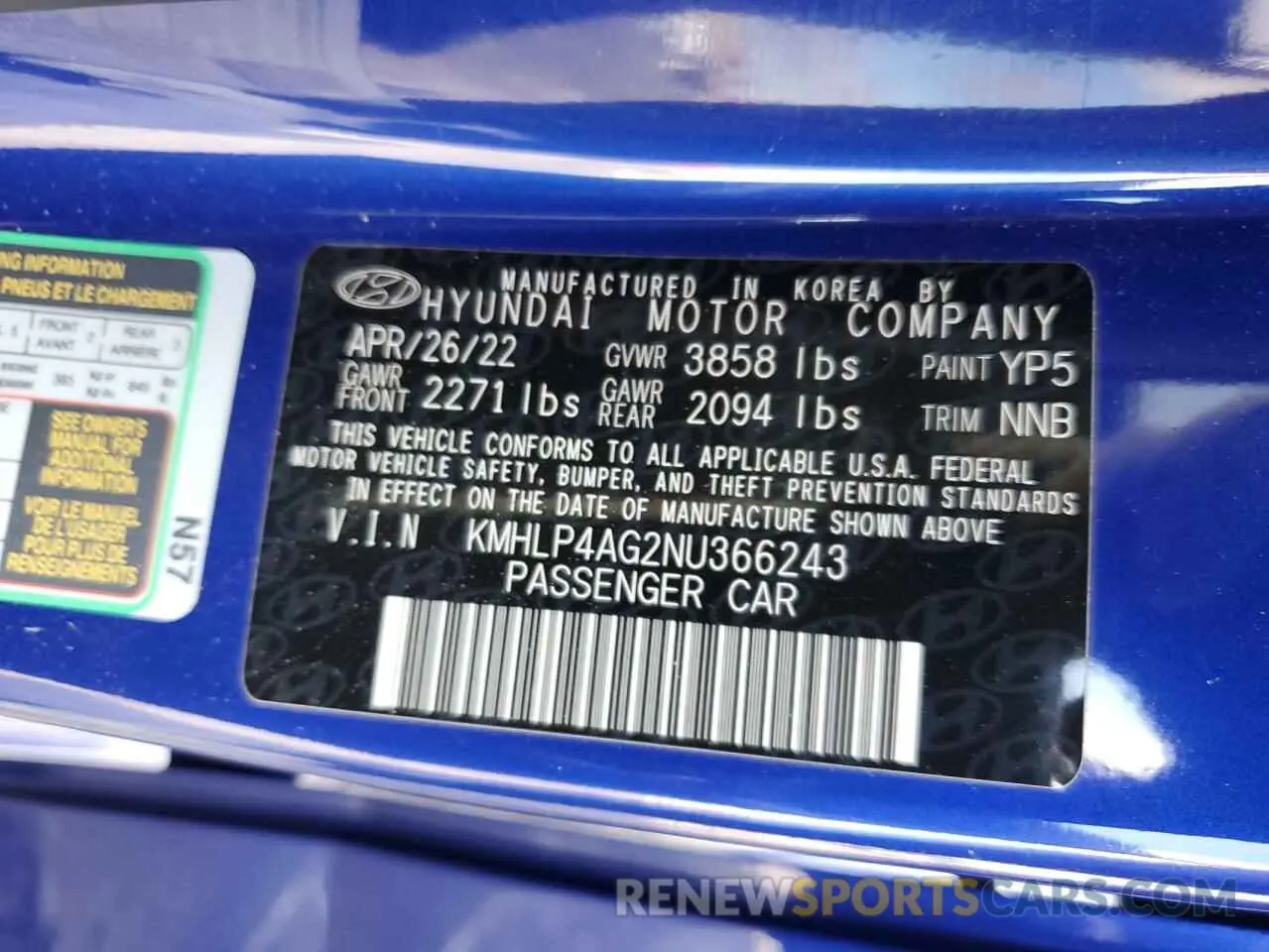 13 Фотография поврежденного автомобиля KMHLP4AG2NU366243 HYUNDAI ELANTRA 2022