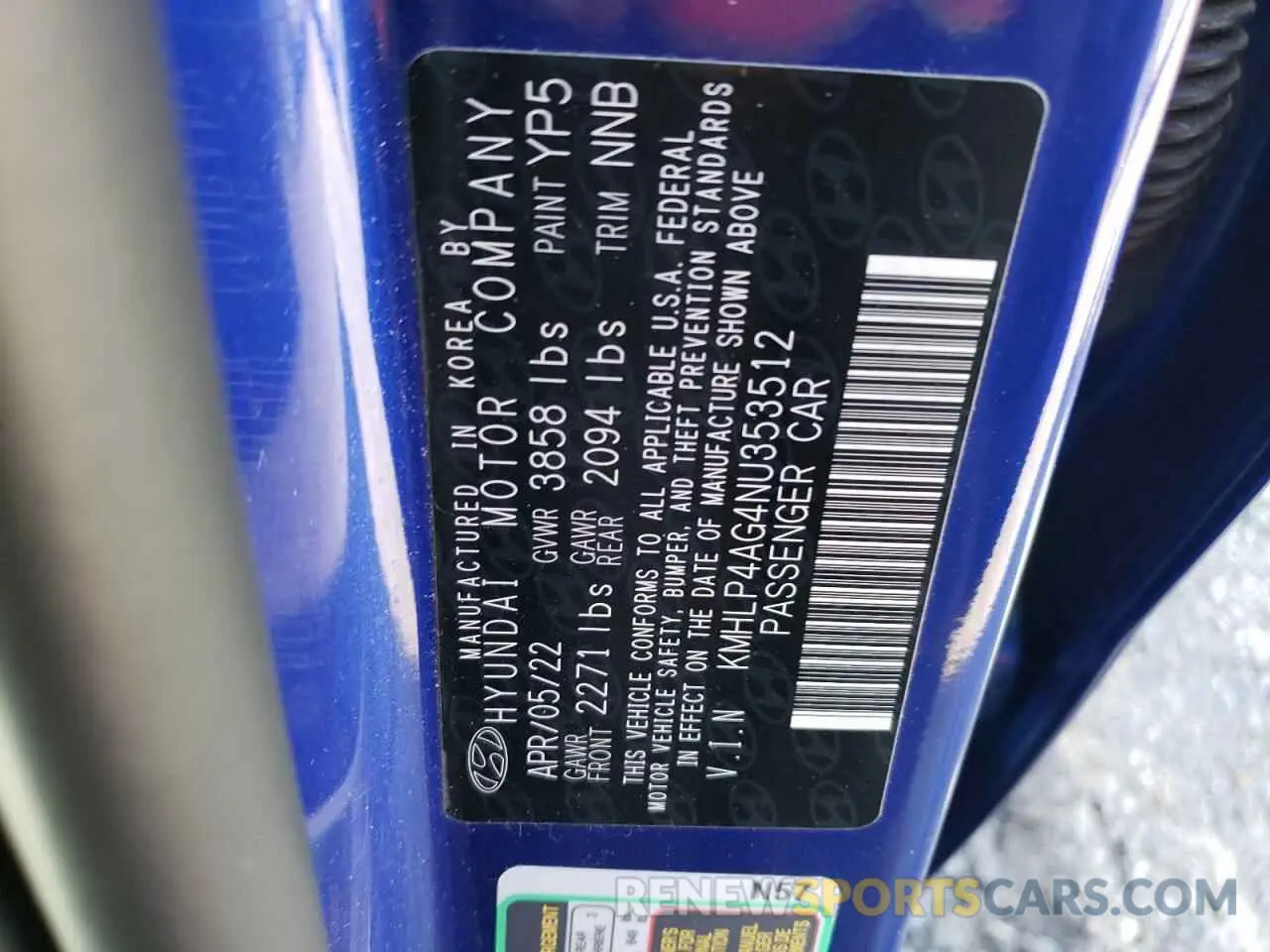 12 Photograph of a damaged car KMHLP4AG4NU353512 HYUNDAI ELANTRA 2022