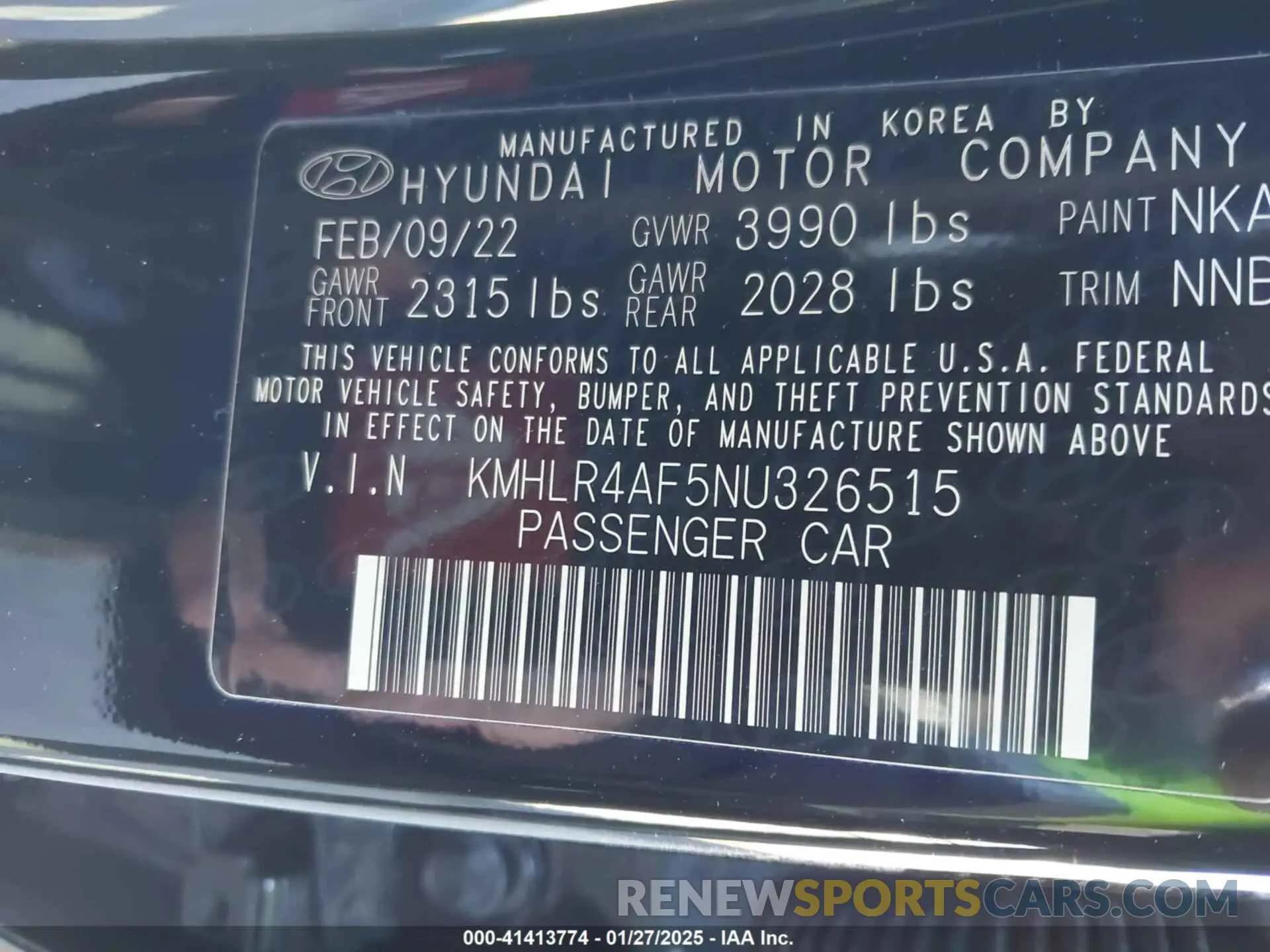 9 Photograph of a damaged car KMHLR4AF5NU326515 HYUNDAI ELANTRA 2022
