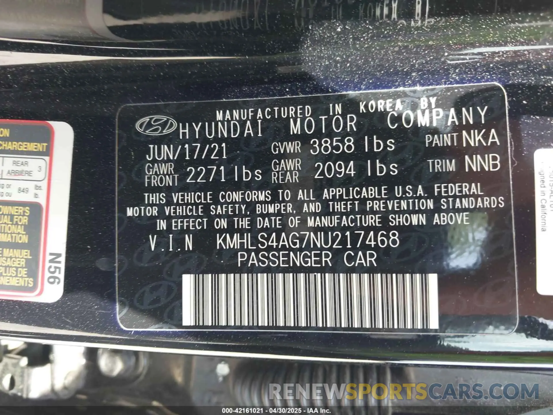 9 Фотография поврежденного автомобиля KMHLS4AG7NU217468 HYUNDAI ELANTRA 2022