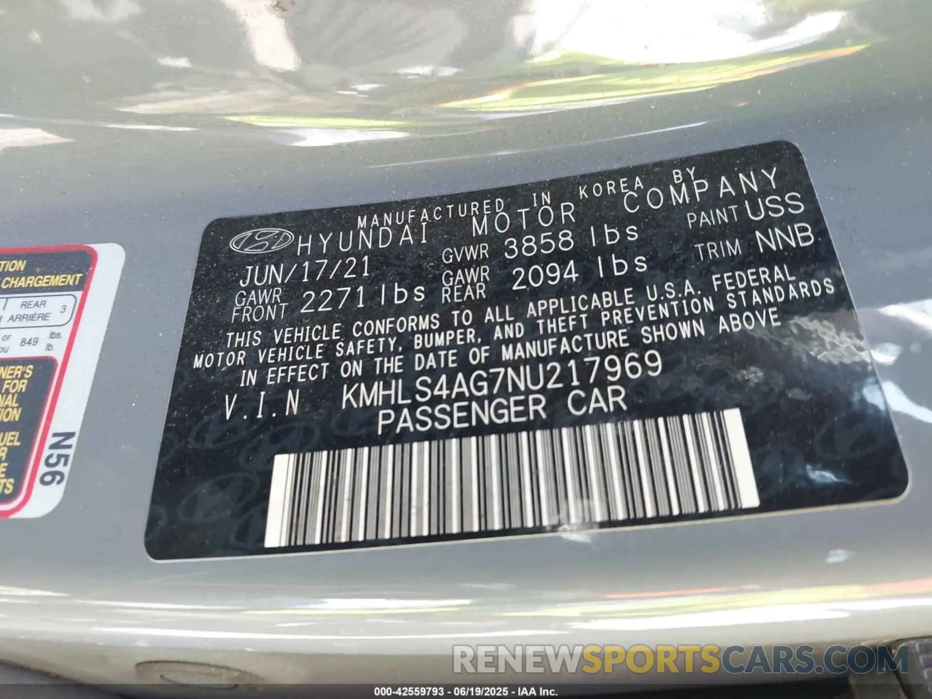 9 Фотография поврежденного автомобиля KMHLS4AG7NU217969 HYUNDAI ELANTRA 2022