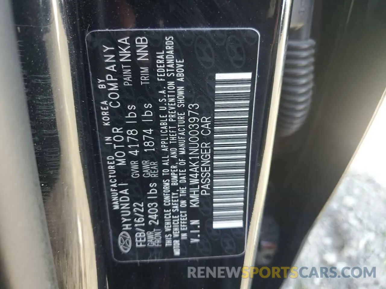 12 Photograph of a damaged car KMHLW4AK1NU003973 HYUNDAI ELANTRA 2022