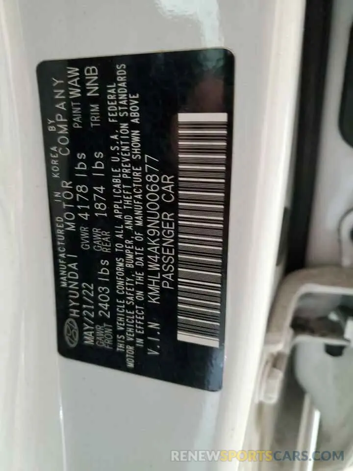 13 Фотография поврежденного автомобиля KMHLW4AK9NU006877 HYUNDAI ELANTRA 2022