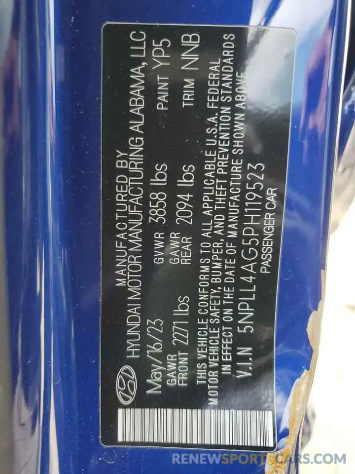 12 Photograph of a damaged car 5NPLL4AG5PH119523 HYUNDAI ELANTRA 2023
