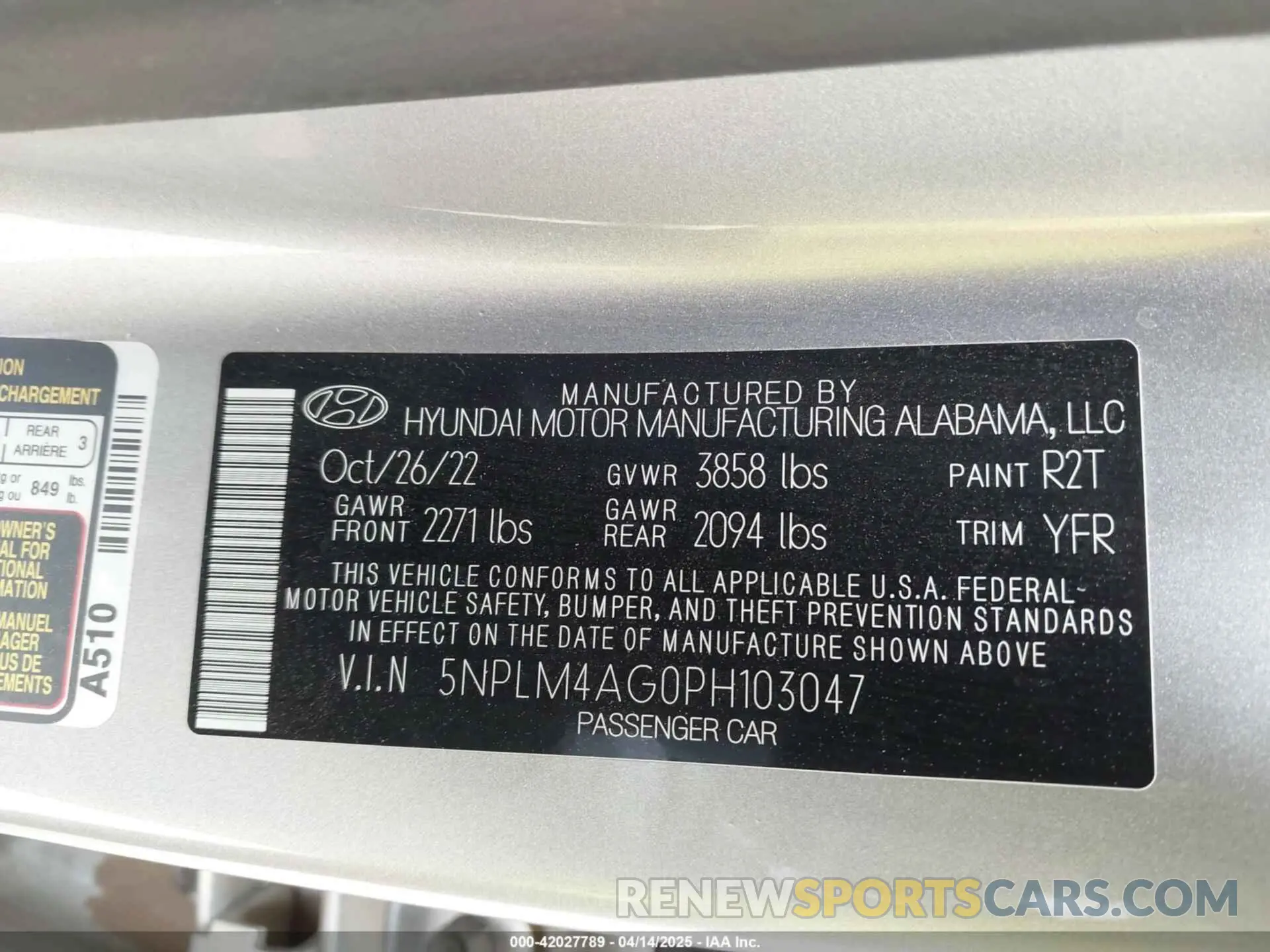 9 Фотография поврежденного автомобиля 5NPLM4AG0PH103047 HYUNDAI ELANTRA 2023