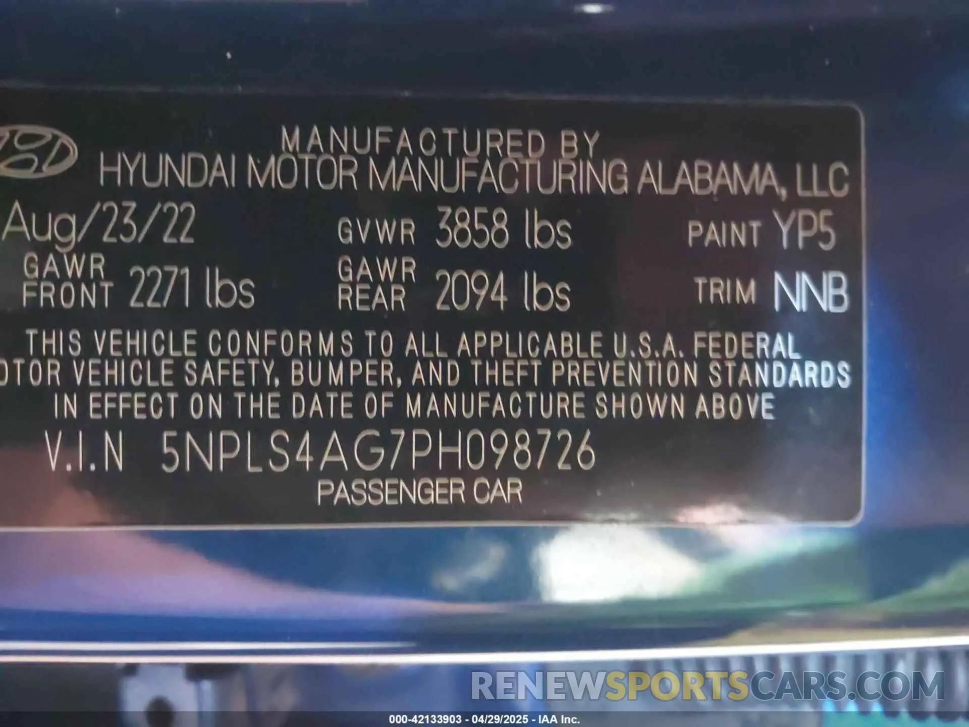 9 Фотография поврежденного автомобиля 5NPLS4AG7PH098726 HYUNDAI ELANTRA 2023