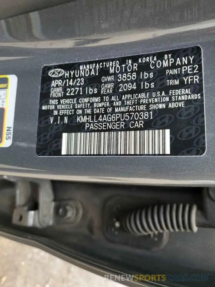 14 Фотография поврежденного автомобиля KMHLL4AG6PU570381 HYUNDAI ELANTRA 2023