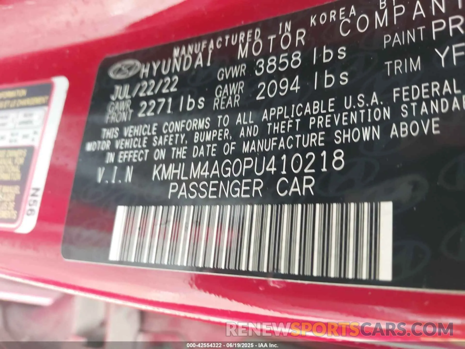 9 Photograph of a damaged car KMHLM4AG0PU410218 HYUNDAI ELANTRA 2023