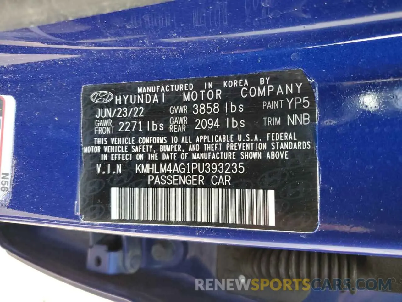 13 Photograph of a damaged car KMHLM4AG1PU393235 HYUNDAI ELANTRA 2023