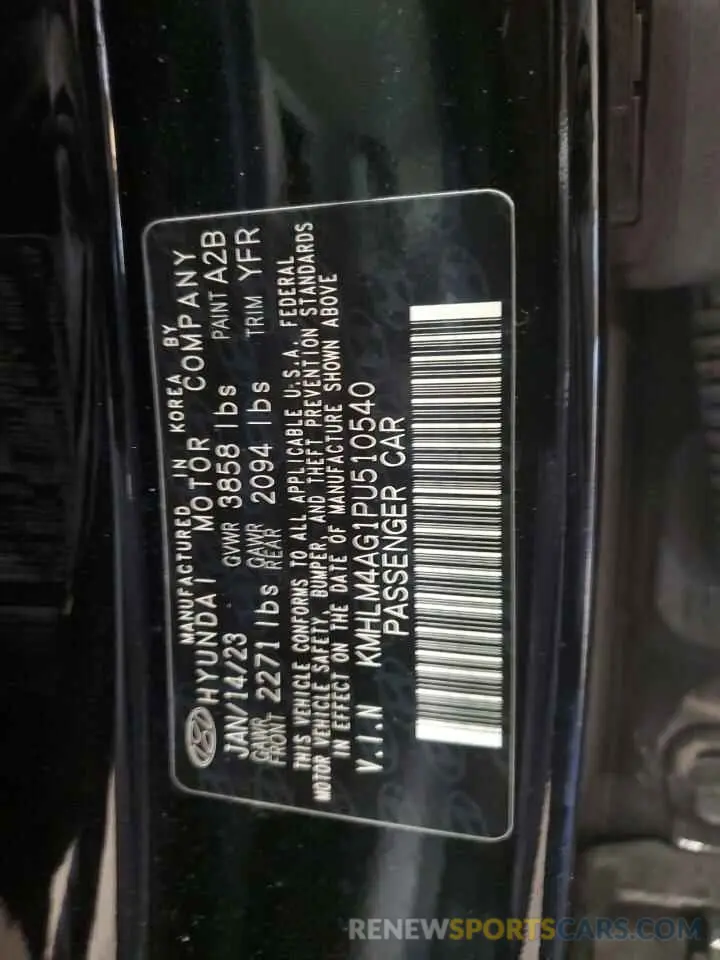 12 Фотография поврежденного автомобиля KMHLM4AG1PU510540 HYUNDAI ELANTRA 2023