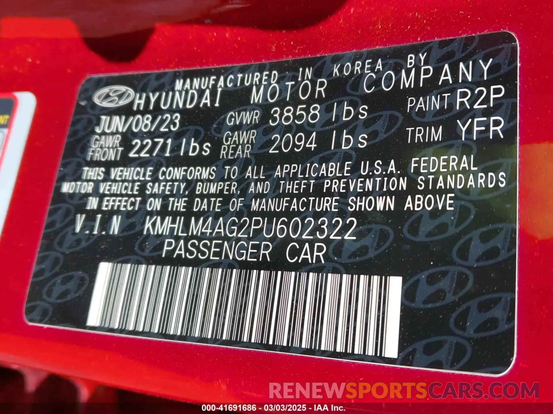 9 Photograph of a damaged car KMHLM4AG2PU602322 HYUNDAI ELANTRA 2023