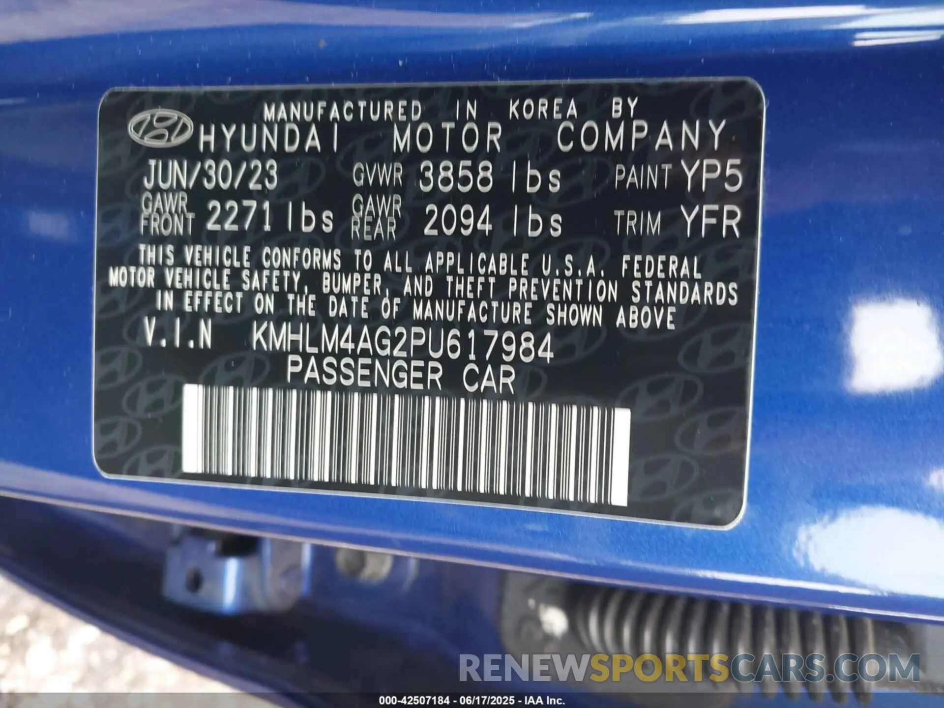 9 Photograph of a damaged car KMHLM4AG2PU617984 HYUNDAI ELANTRA 2023