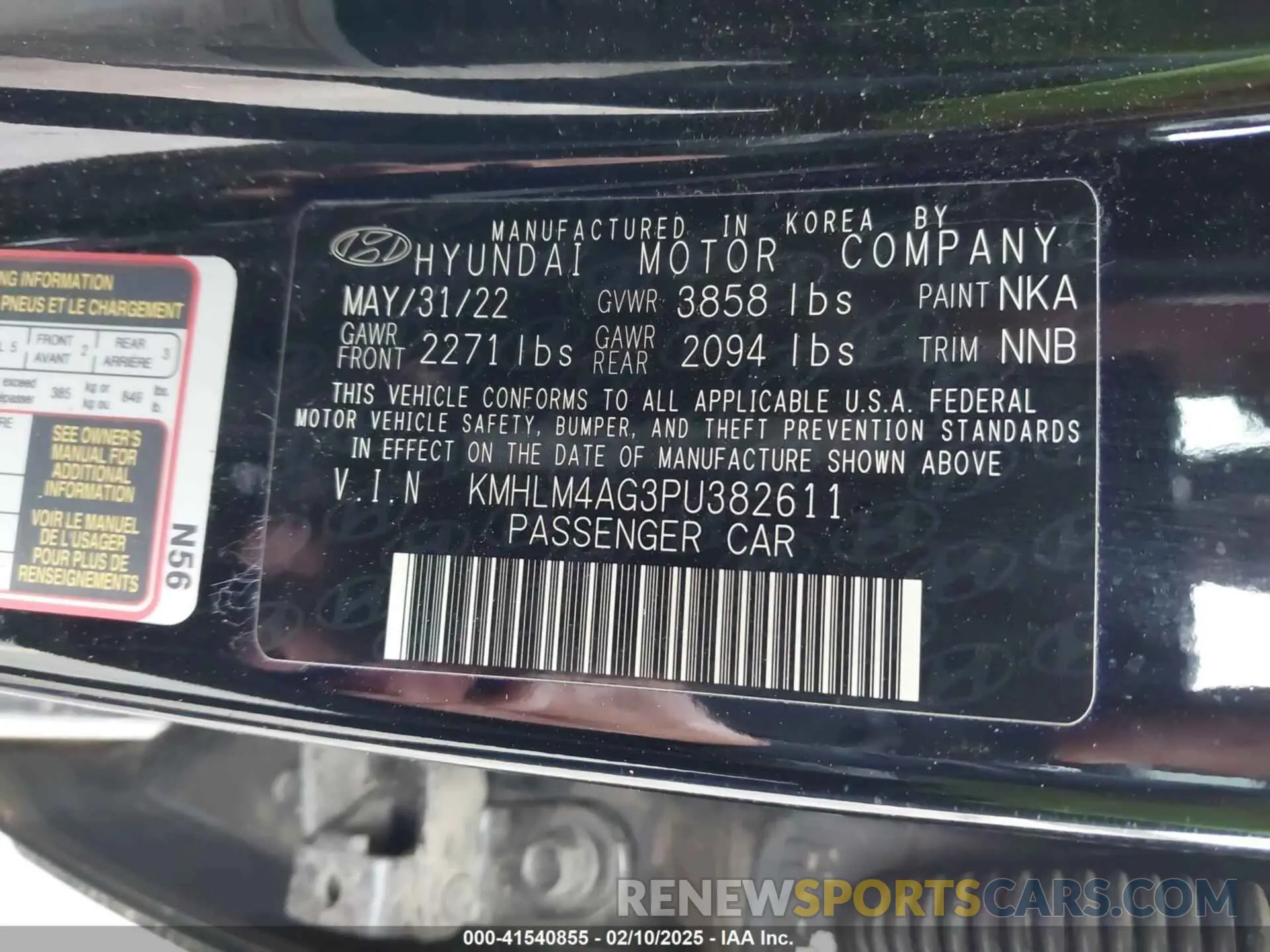 9 Фотография поврежденного автомобиля KMHLM4AG3PU382611 HYUNDAI ELANTRA 2023