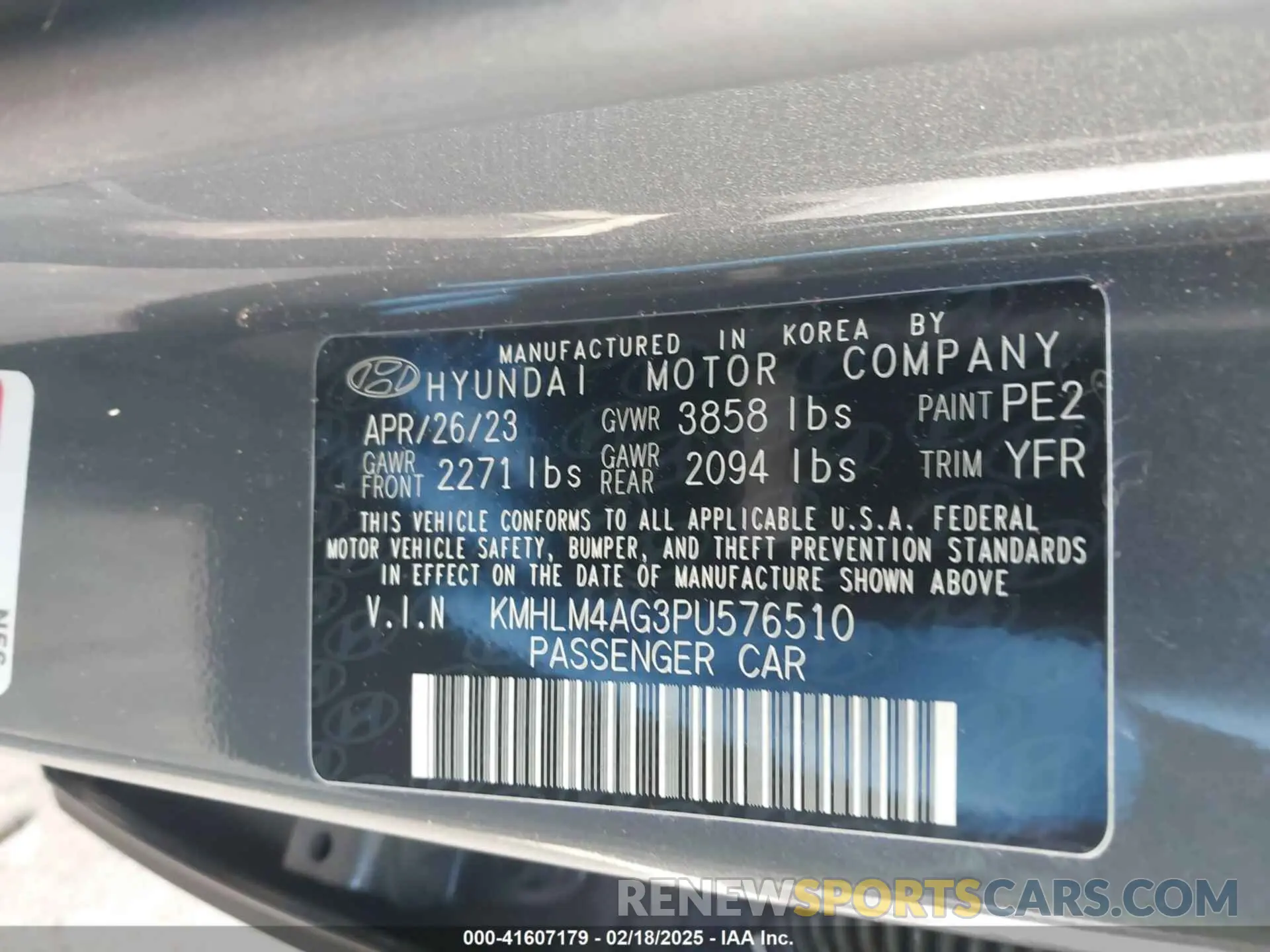 9 Photograph of a damaged car KMHLM4AG3PU576510 HYUNDAI ELANTRA 2023