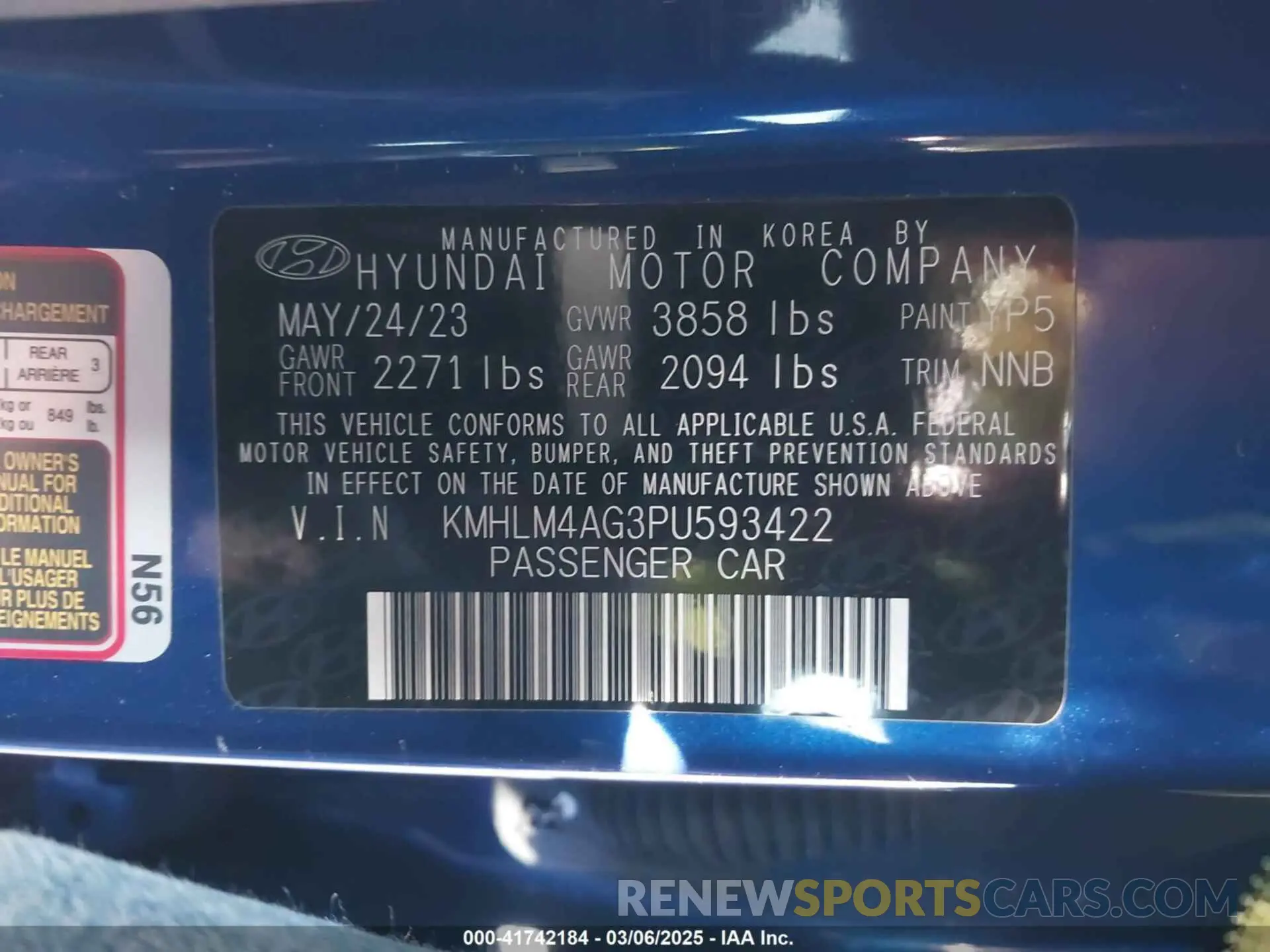 9 Photograph of a damaged car KMHLM4AG3PU593422 HYUNDAI ELANTRA 2023