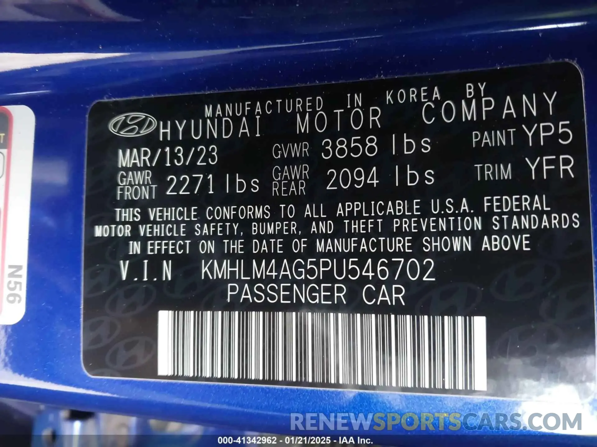 9 Photograph of a damaged car KMHLM4AG5PU546702 HYUNDAI ELANTRA 2023