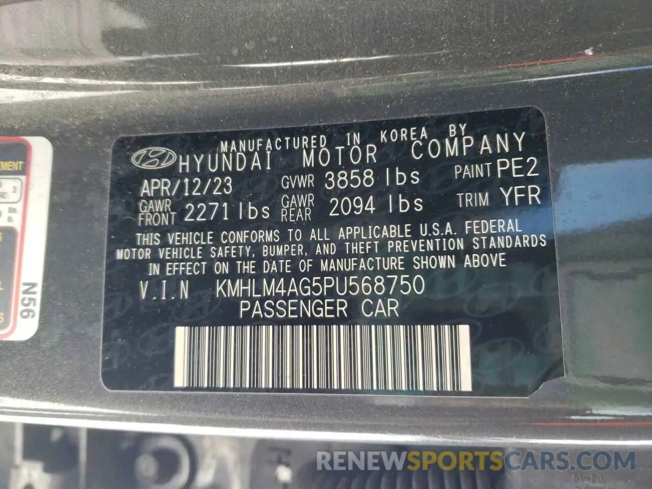12 Photograph of a damaged car KMHLM4AG5PU568750 HYUNDAI ELANTRA 2023