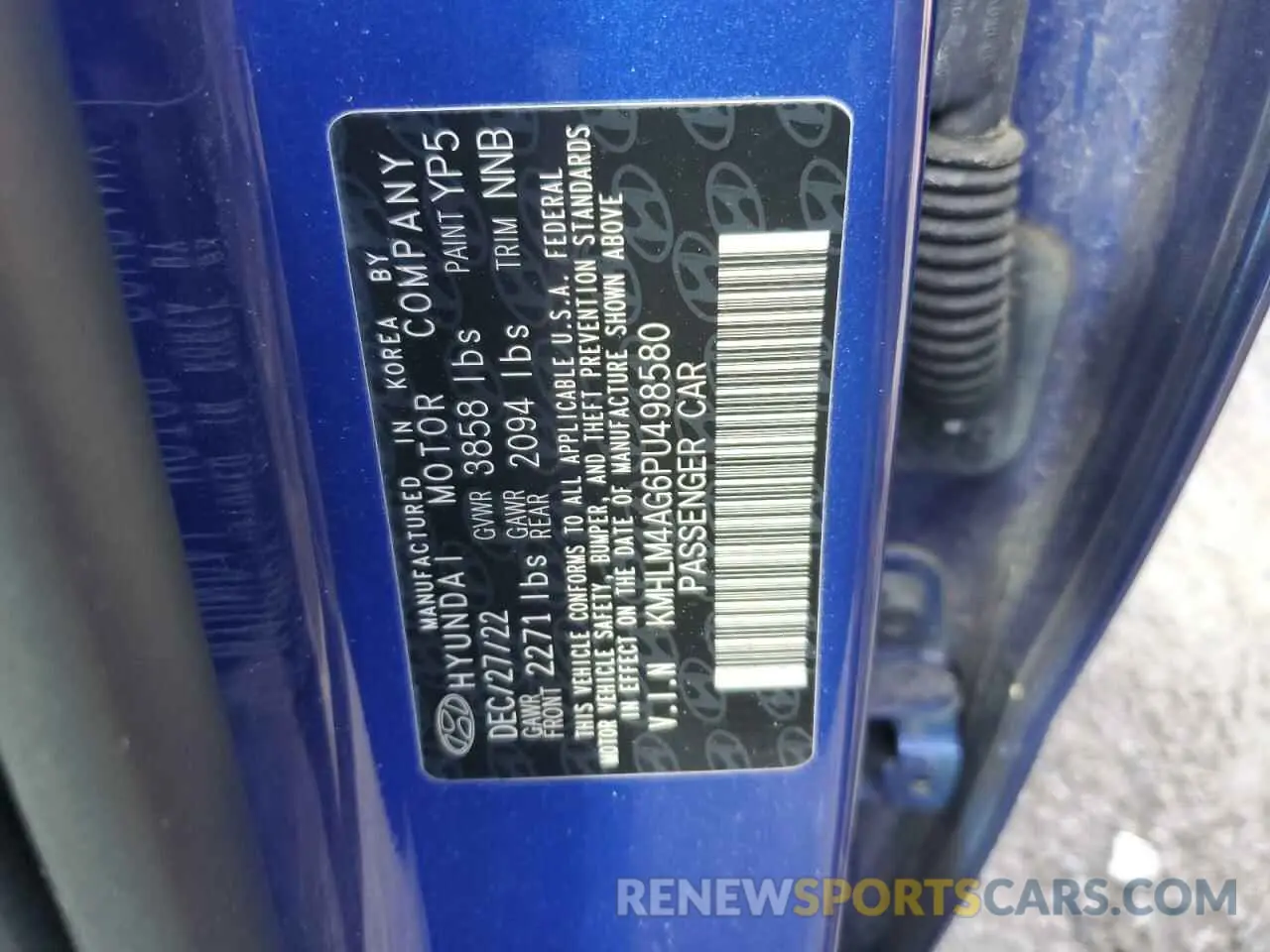 12 Photograph of a damaged car KMHLM4AG6PU498580 HYUNDAI ELANTRA 2023