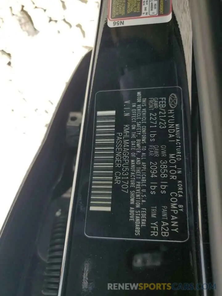 12 Фотография поврежденного автомобиля KMHLM4AG6PU531707 HYUNDAI ELANTRA 2023