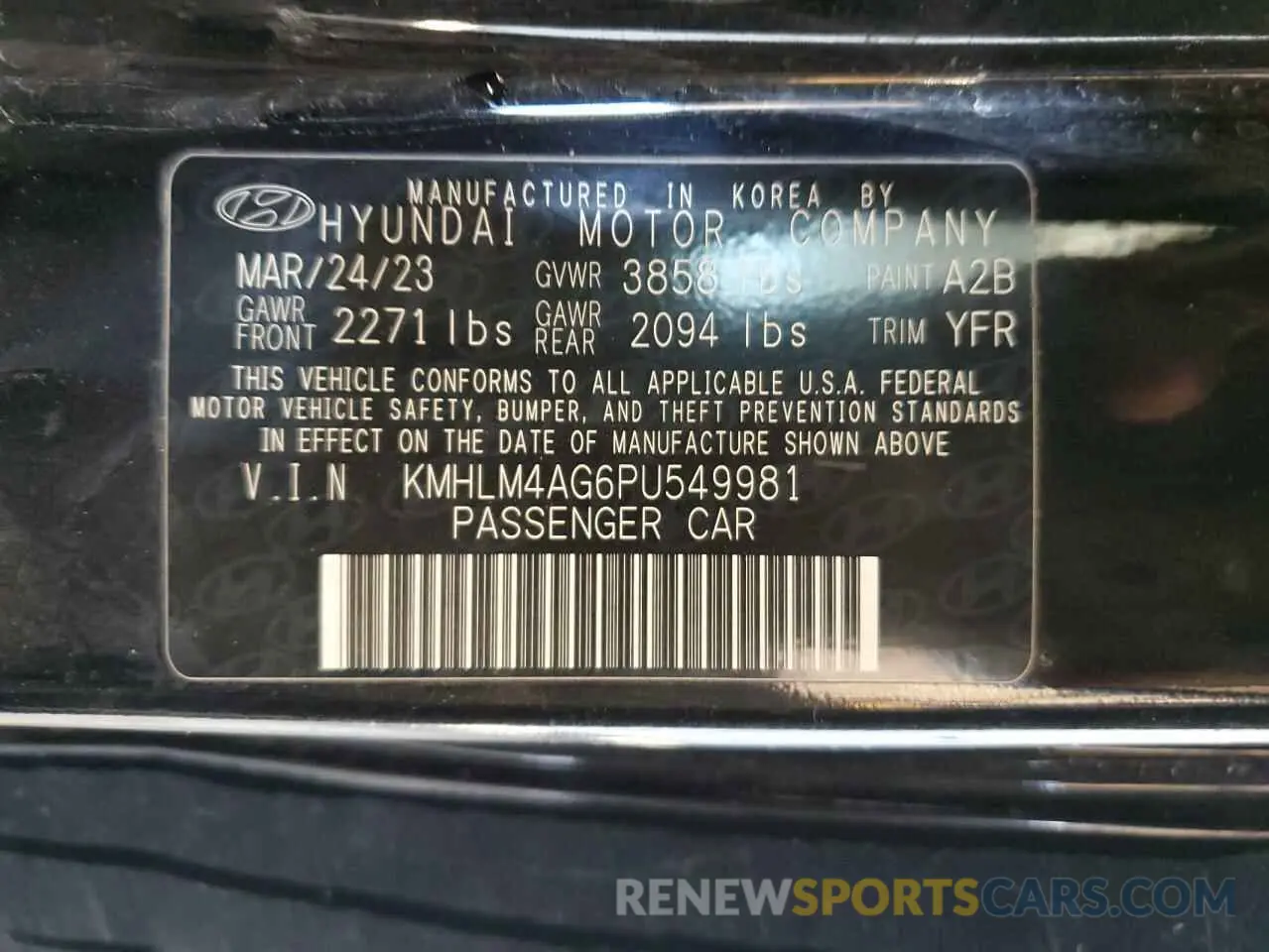 14 Photograph of a damaged car KMHLM4AG6PU549981 HYUNDAI ELANTRA 2023