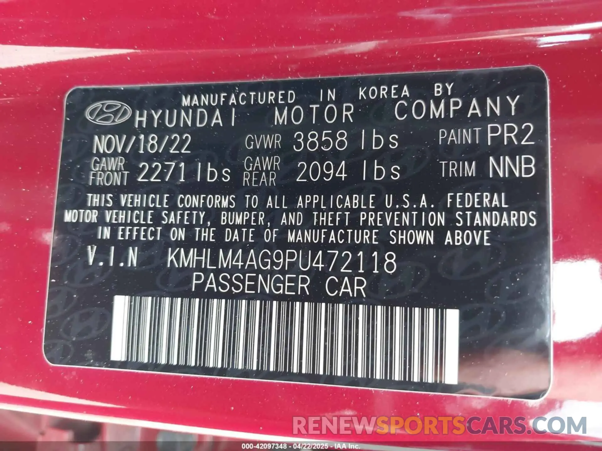 9 Photograph of a damaged car KMHLM4AG9PU472118 HYUNDAI ELANTRA 2023