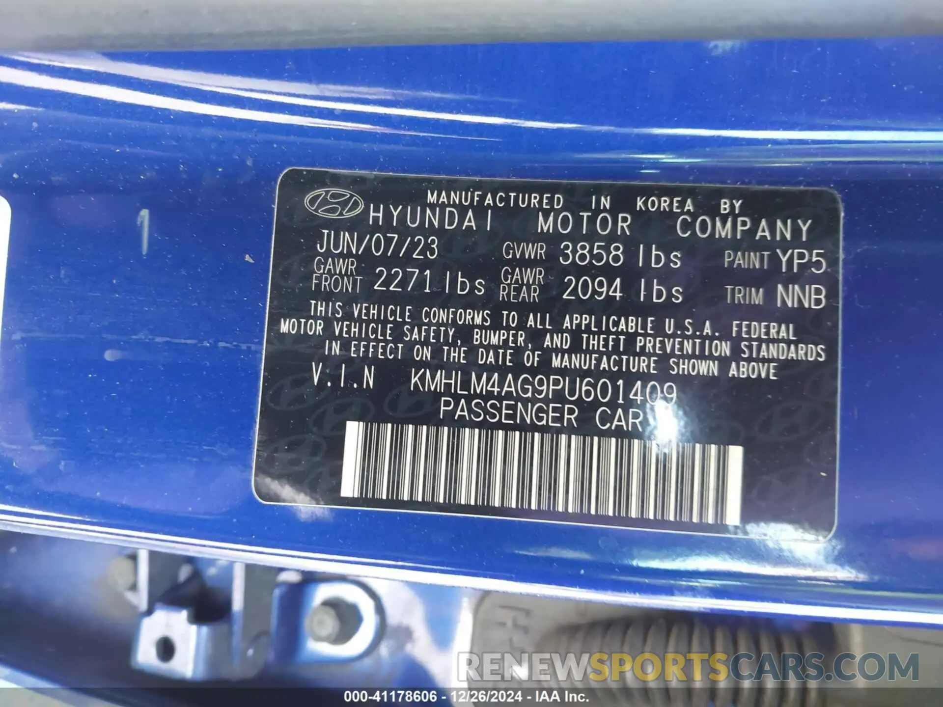 9 Photograph of a damaged car KMHLM4AG9PU601409 HYUNDAI ELANTRA 2023