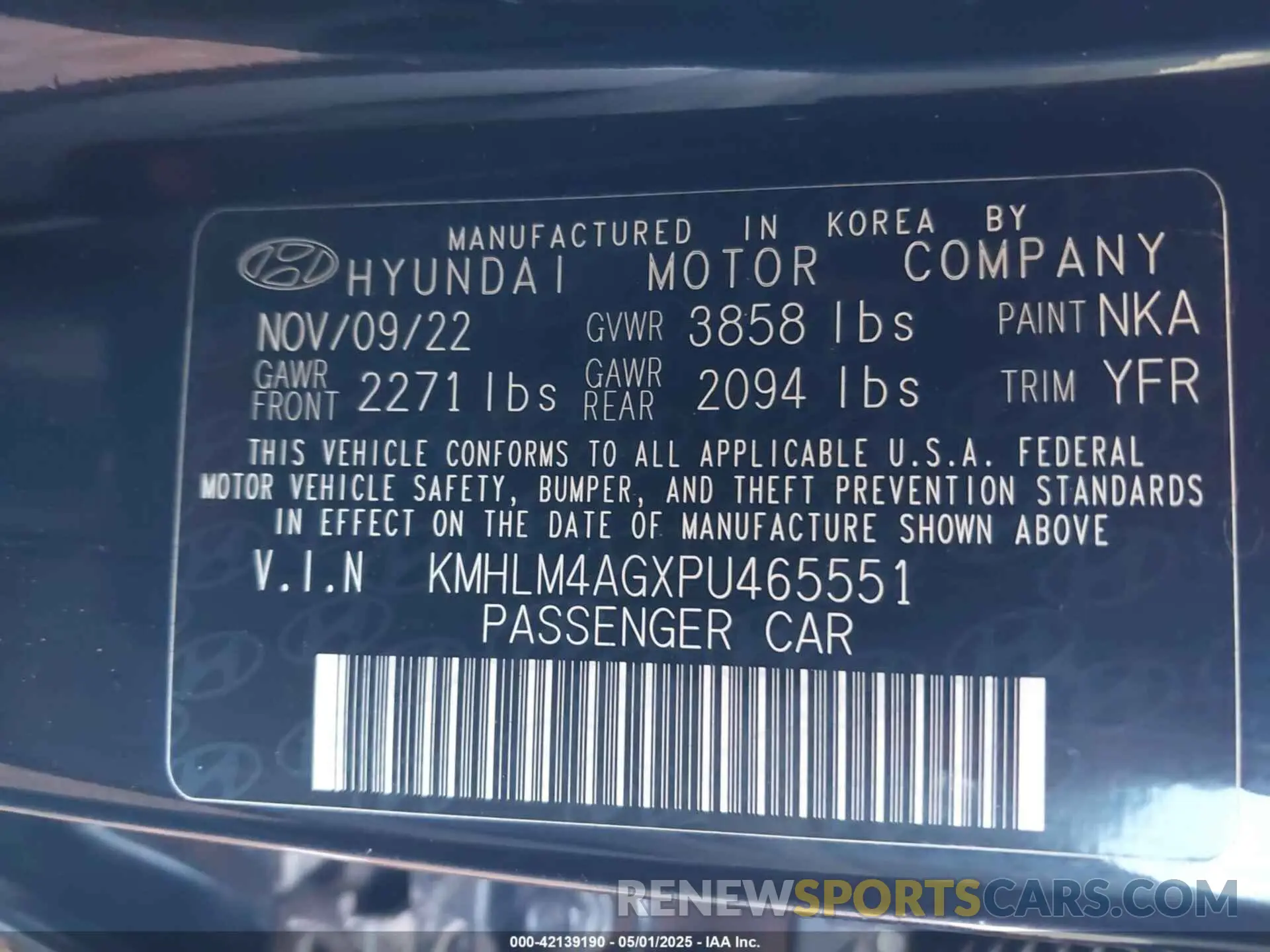 9 Photograph of a damaged car KMHLM4AGXPU465551 HYUNDAI ELANTRA 2023