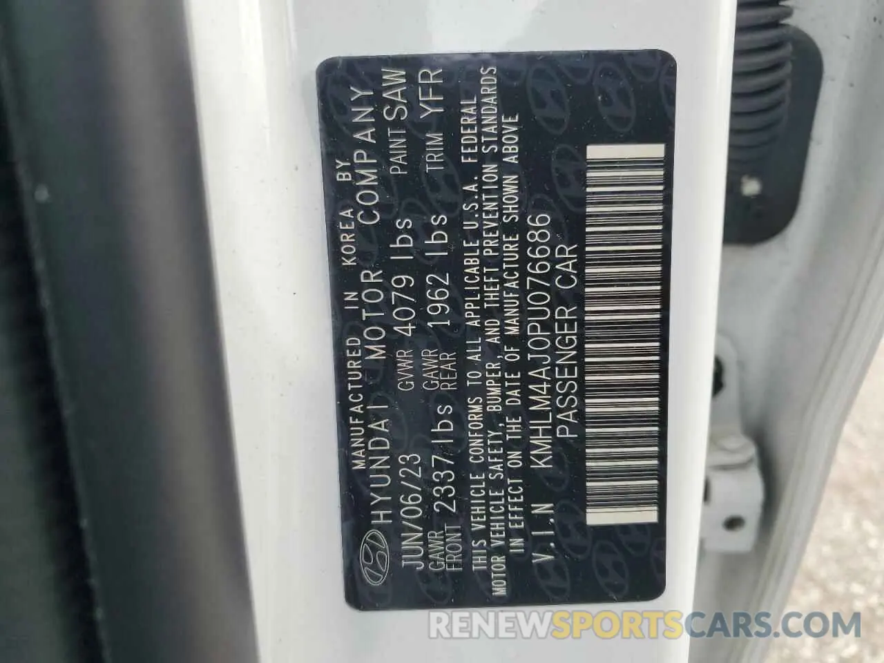 12 Фотография поврежденного автомобиля KMHLM4AJ0PU076686 HYUNDAI ELANTRA 2023
