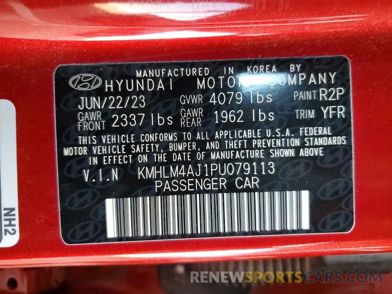12 Photograph of a damaged car KMHLM4AJ1PU079113 HYUNDAI ELANTRA 2023