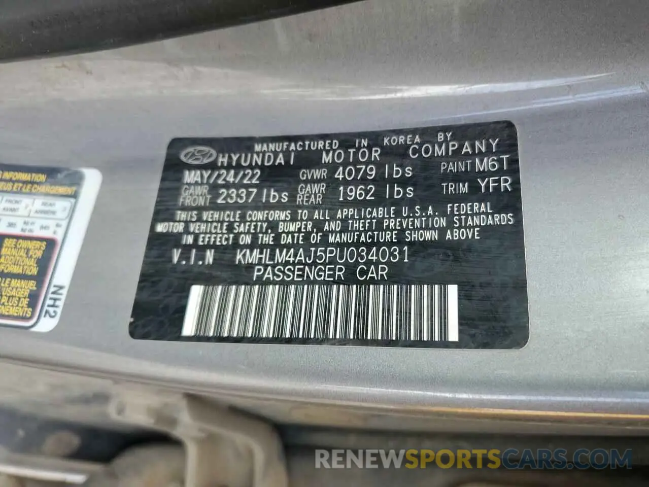 12 Photograph of a damaged car KMHLM4AJ5PU034031 HYUNDAI ELANTRA 2023
