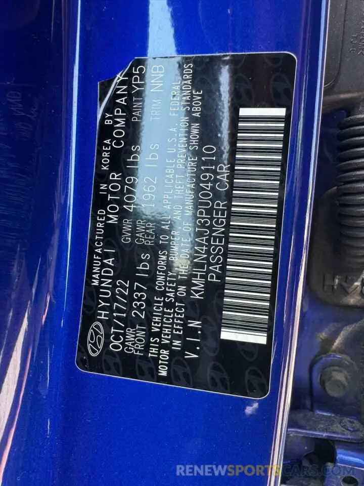 10 Photograph of a damaged car KMHLN4AJ3PU049110 HYUNDAI ELANTRA 2023