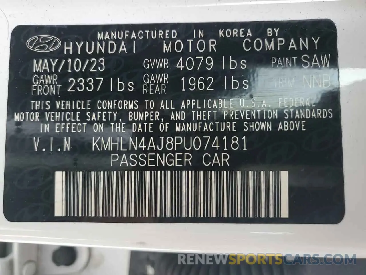 14 Photograph of a damaged car KMHLN4AJ8PU074181 HYUNDAI ELANTRA 2023