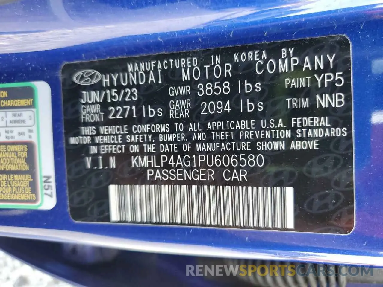 14 Photograph of a damaged car KMHLP4AG1PU606580 HYUNDAI ELANTRA 2023