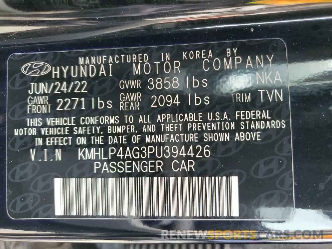 12 Photograph of a damaged car KMHLP4AG3PU394426 HYUNDAI ELANTRA 2023