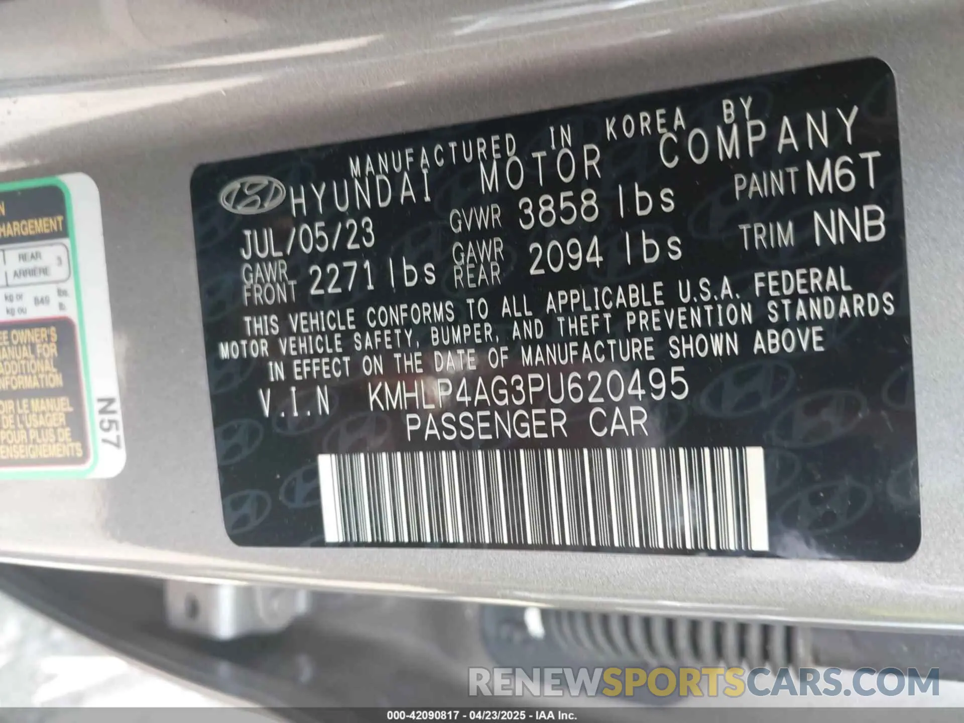 9 Photograph of a damaged car KMHLP4AG3PU620495 HYUNDAI ELANTRA 2023