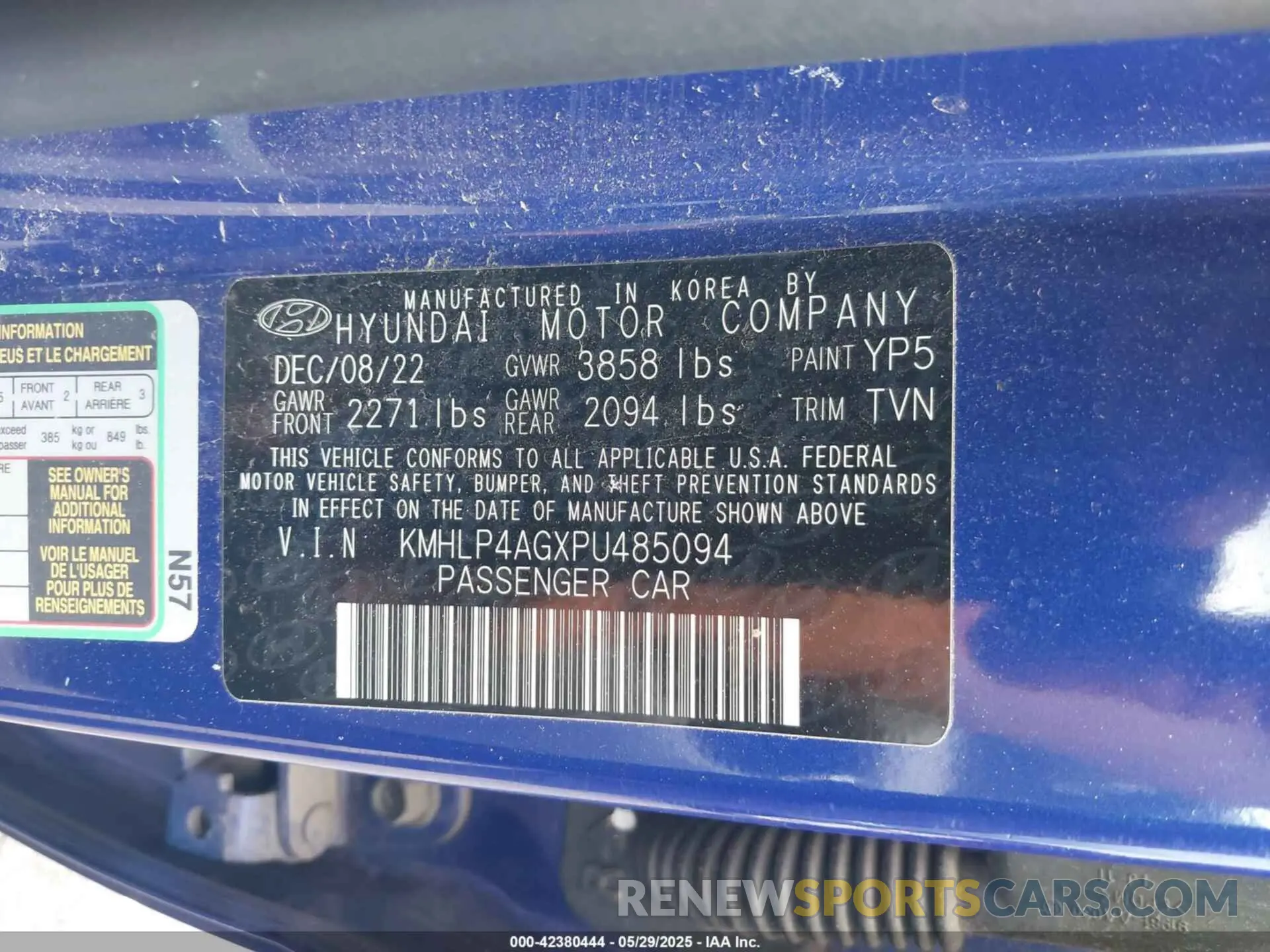 9 Photograph of a damaged car KMHLP4AGXPU485094 HYUNDAI ELANTRA 2023