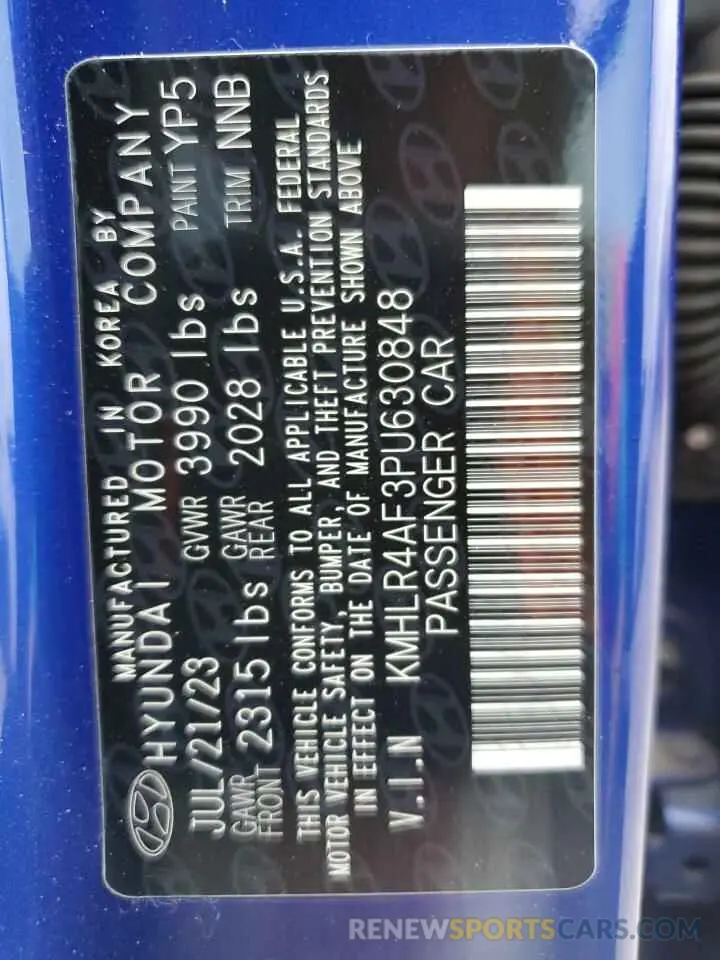13 Фотография поврежденного автомобиля KMHLR4AF3PU630848 HYUNDAI ELANTRA 2023