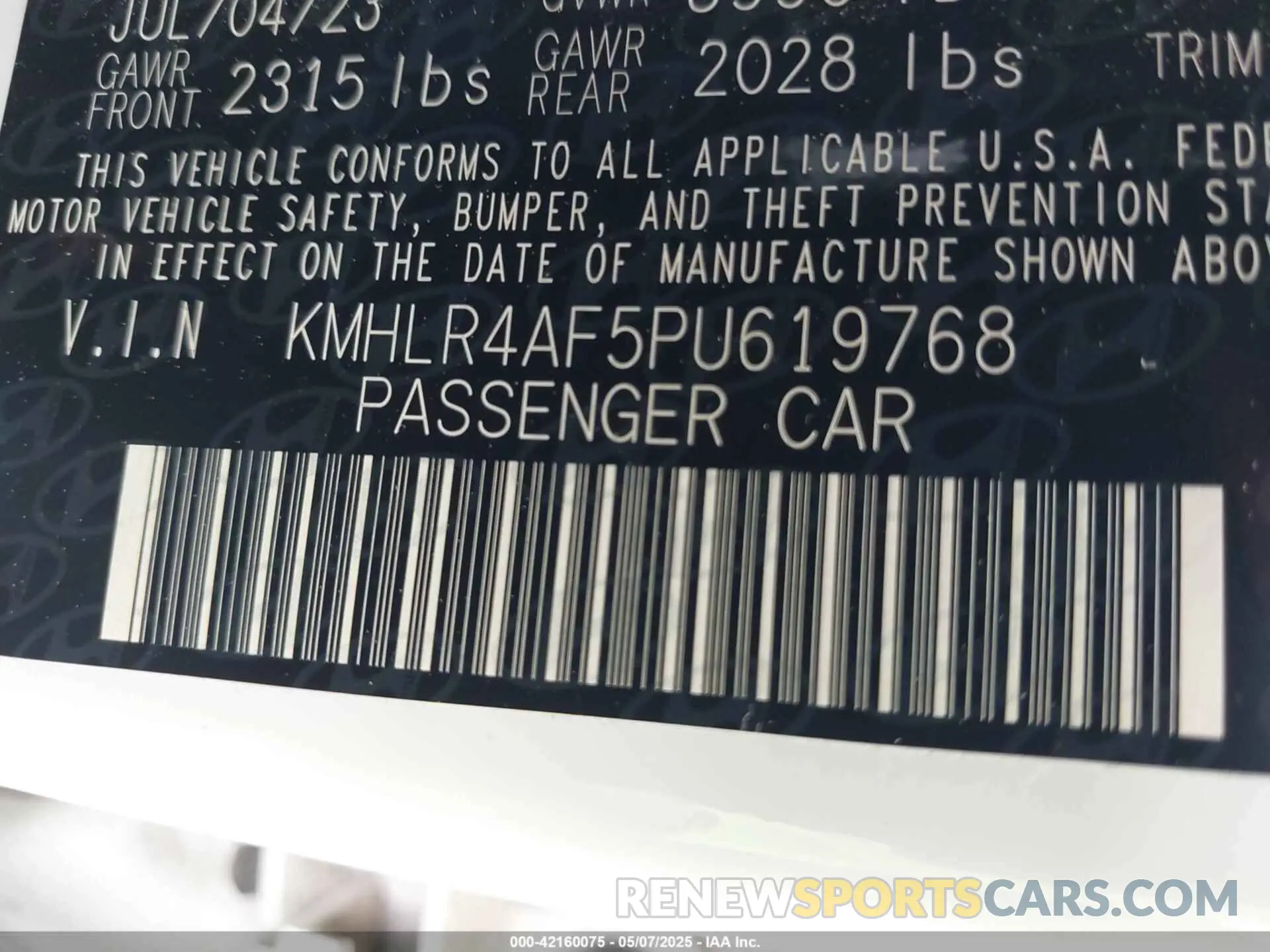 9 Photograph of a damaged car KMHLR4AF5PU619768 HYUNDAI ELANTRA 2023