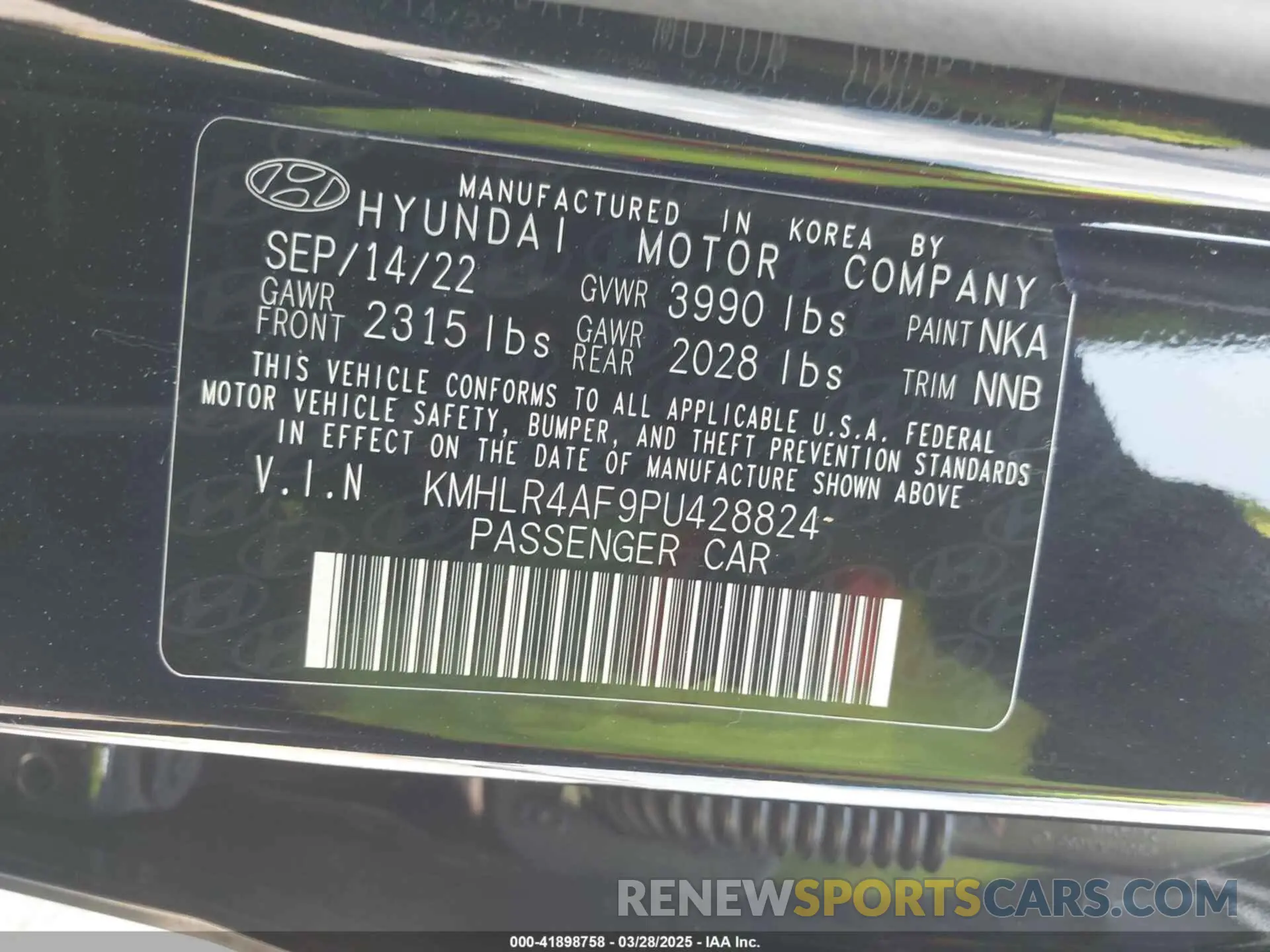 9 Фотография поврежденного автомобиля KMHLR4AF9PU428824 HYUNDAI ELANTRA 2023