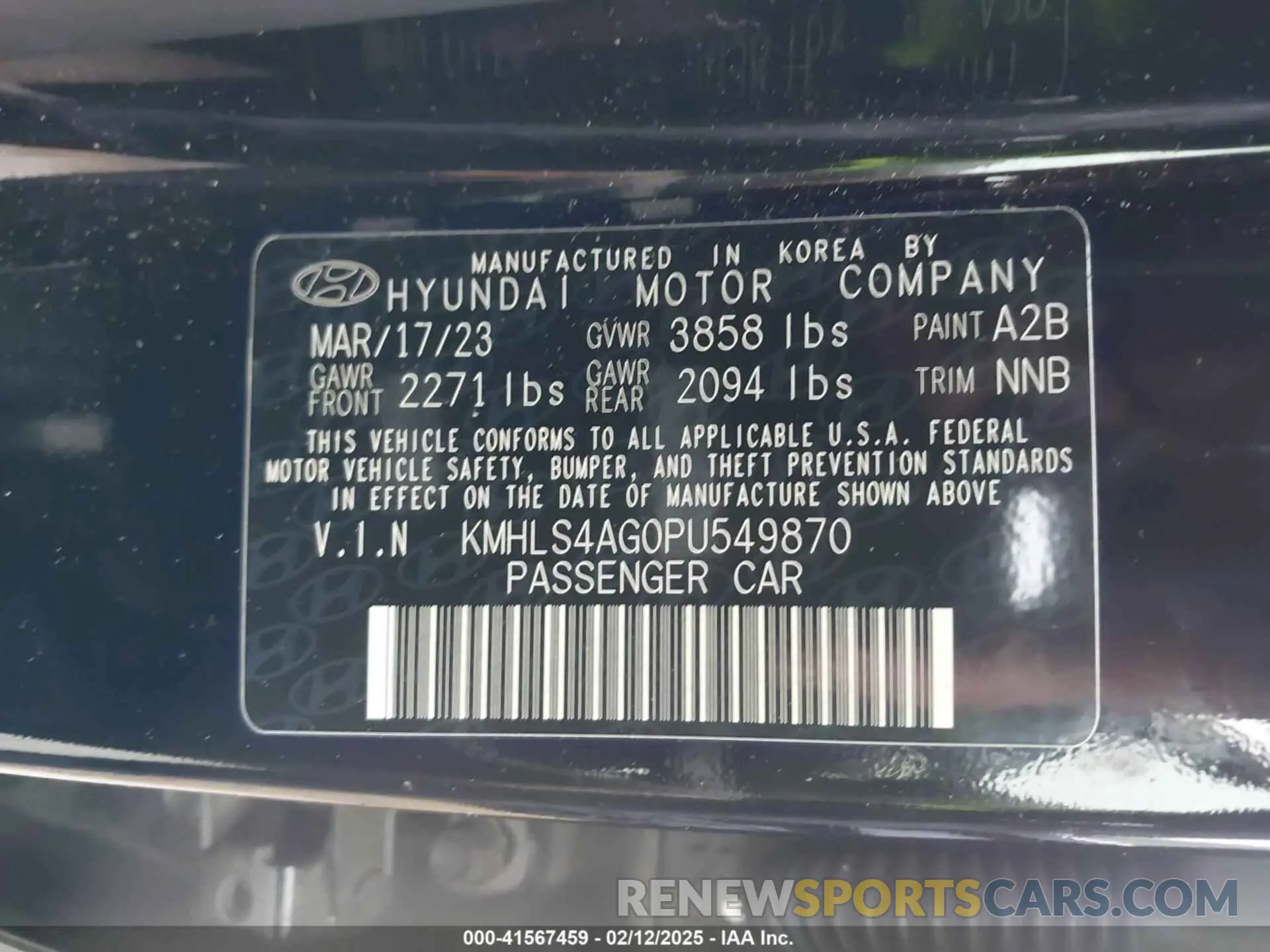 9 Photograph of a damaged car KMHLS4AG0PU549870 HYUNDAI ELANTRA 2023